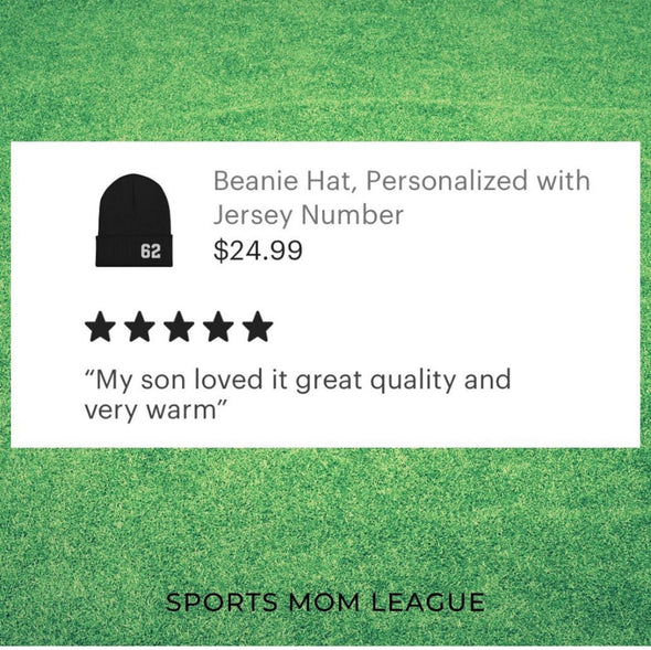 Personalized Beanie Hat with Jersey Number