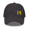 Personalized Jersey Number Hat with Gold Embroidered Number