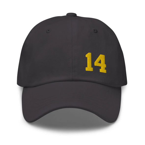 Personalized Jersey Number Hat with Gold Embroidered Number