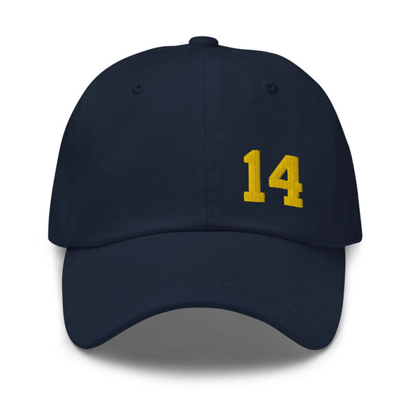 Personalized Jersey Number Hat with Gold Embroidered Number