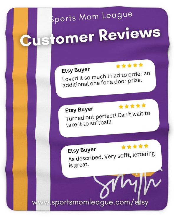 Personalized Purple/Yellow Sherpa Fleece Sports Blanket