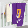 Sherpa Fleece Blanket, Personalized Purple/Yellow Sherpa Fleece Sports Blanket