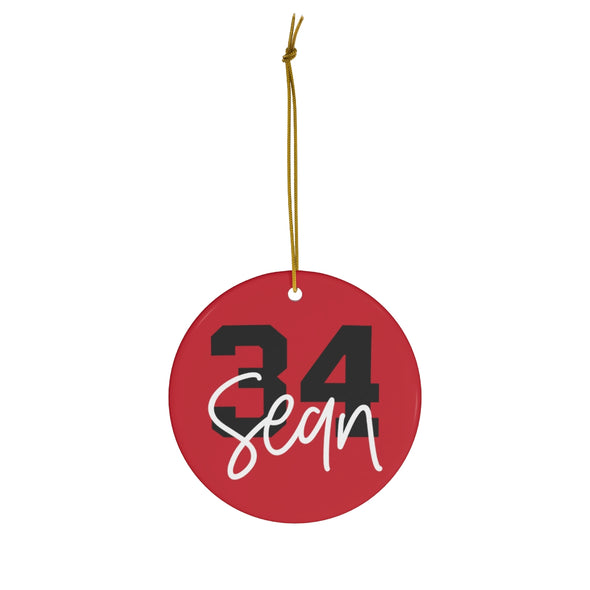 Personalized Red Jersey Number Ornament| Ceramic Ornament