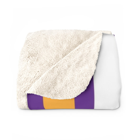 Sherpa Fleece Blanket, Personalized Purple/Yellow Sherpa Fleece Sports Blanket