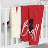 Red Striped Sherpa Fleece Sports Blanket