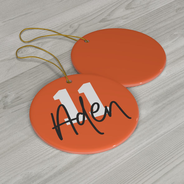 Personalized Orange Jersey Number Ornament| Ceramic Ornament