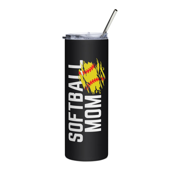 Softball Mom Black Stainless Steel Tumbler