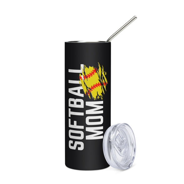 Softball Mom Black Stainless Steel Tumbler