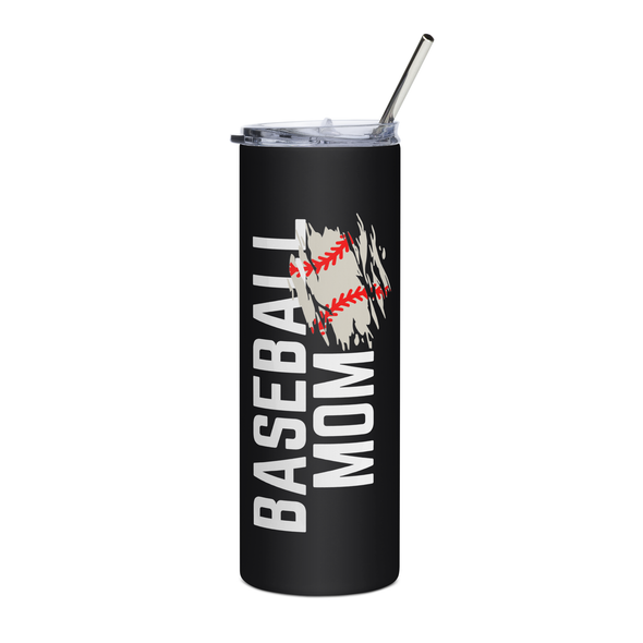 Baseball Mom Black Stainless Steel Tumbler