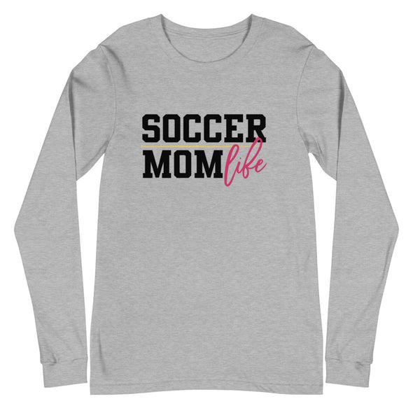 Soccer Mom Life Unisex Long Sleeve Tee, Personalize with Jersey Number