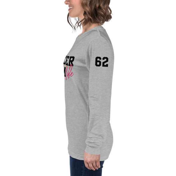 Soccer Mom Life Unisex Long Sleeve Tee, Personalize with Jersey Number