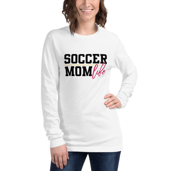 Soccer Mom Life Unisex Long Sleeve Tee, Personalize with Jersey Number